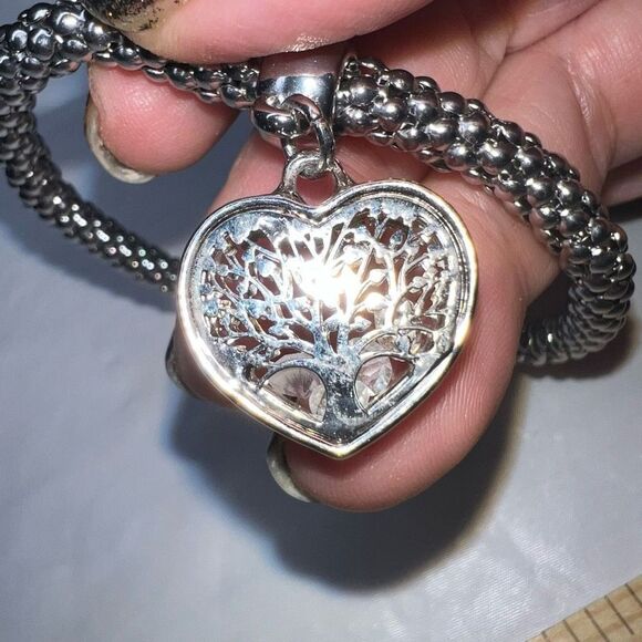 Tree of Life Silver Tone Beaded Stretch Bracelet - Picture 8 of 10